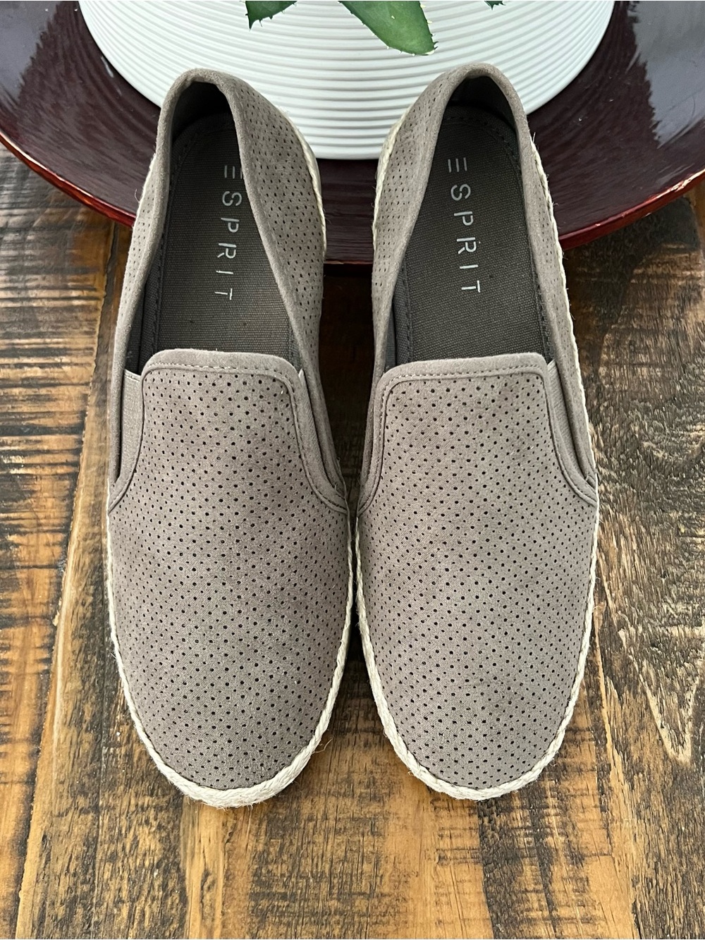 Esprit Women’s Taupe Slip-On Perforated Espadrilles. Size 8.5 M